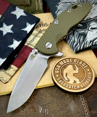 Hinderer XM-18 3.25 Spearpoint OD Green G10 Bronze Ti and Stonewashed S45VN Blade