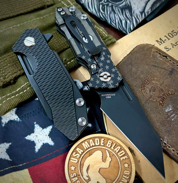 Battled Stars & Streuos Wharnie Hinderer Half Track Gen 2 Full Ti Battle Black Handles with Battle Black Magnacut Blade