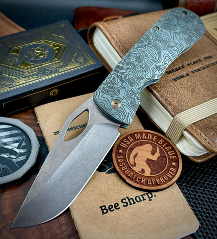 Topo Ammo Can Green McNees Knives Dixon Full Ti with 3.75" Magnacut Satin Blade and Bronze Satin Hardware