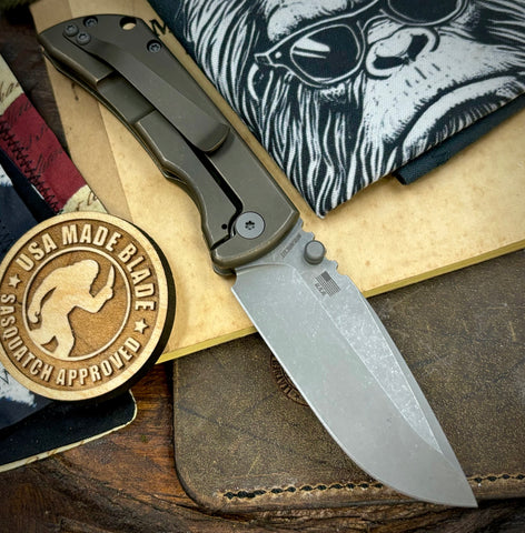 McNees Knives Mac-2 3.0" (GEN-2) Atomic Bronze Ti Stonewashed Magnacut Hollow Ground Blade Stonewashed HW