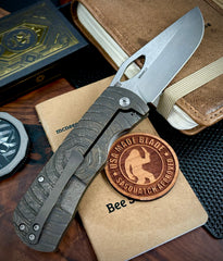 Topo Atomic Bronze McNees Knives Dixon Full Ti Shockwave Ti with 3.75" Magnacut Satin Stonewashed Blade and Satin Hardware