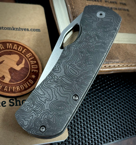 Topo Atomic Stonewashed McNees Knives Dixon Full Ti with 3.75" Magnacut Satin Blade and Satin Hardware