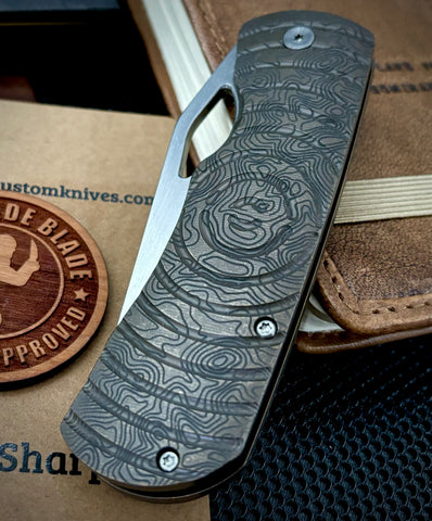 Topo Atomic Bronze McNees Knives Dixon Full Ti Shockwave Ti with 3.75" Magnacut Satin Stonewashed Blade and Satin Hardware