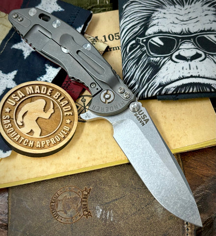 Hinderer XM-18 3.25 Spearpoint Red G10 Working Finish Ti and Stonewashed S45VN Blade