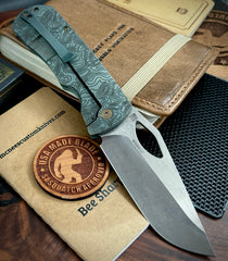 Topo Ammo Can Green McNees Knives Dixon Full Ti with 3.75" Magnacut Satin Blade and Bronze Satin Hardware