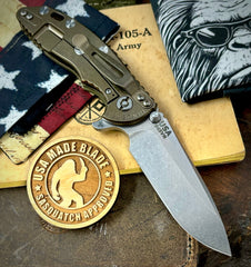 Hinderer XM-18 3.25 Spearpoint OD Green G10 Bronze Ti and Stonewashed S45VN Blade