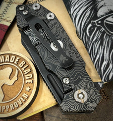 Topo Battle Black Wharnie Full Ti Hinderer Half Track Gen 2 Textured Ti Presentation side Magnacut Battle Black Blade and Sasquatched Clip