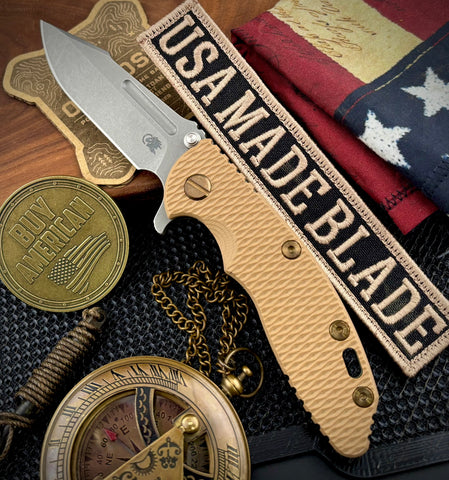 Ammo Can Green Hinderer XM-18 3.25 Fullered Harpoon Spanto Coyote G10 Customized Ti and Working Finish Magnacut Blade with Bronzed Out HW