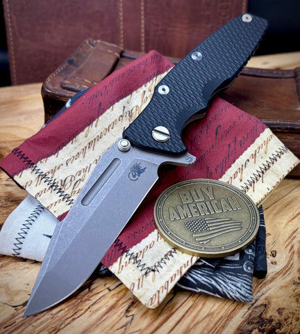 Hinderer Eklipse 3.5" Skinny Fullered Harpoon Spanto Black G10 Working Finish Ti Working Finish Magnacut Blade