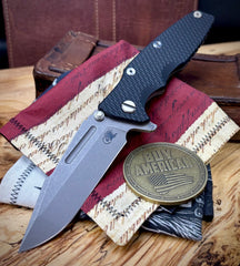 Hinderer Eklipse 3.5" Skinny Fullered Harpoon Spanto Black G10 Working Finish Ti Working Finish Magnacut Blade