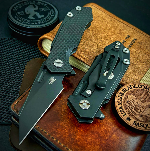 Wharnie Hinderer Half Track Gen 2 Full Ti Battle Black Handles with Battle Black Magnacut Blade
