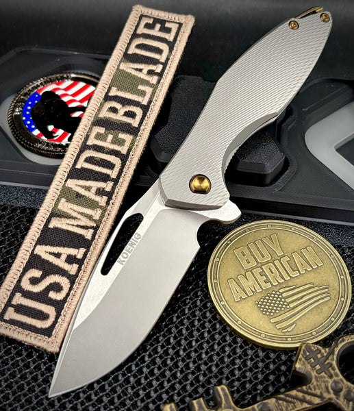 Koenig Mini Arius with M390 Burnished Blade Corda Ti and Bronze Ti Hardware MA111511331