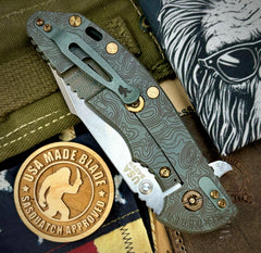 Topo Ammo Can Green Hinderer XM-24 Harpoon Spanto Black G10 Anodized Working Finish Ti and S45VN Working Finish Blade with Sasquatch Clip