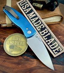 Carolina Blue Three Rivers Manufacturing (TRM) Neutron 2 Liner Lock with 3D Lizard Skin Titanium and Magnacut Steel