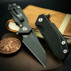 Wharnie Hinderer Half Track Gen 2 Full Ti Battle Black Handles with Battle Black Magnacut Blade