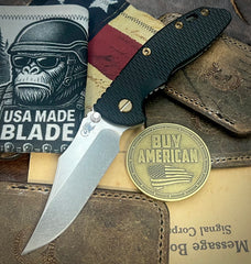 Hinderer XM-18 3.5 Non Flipper Bowie Bead Blast Green Ti Black G10 Stonewashed Magnacut Blade with Bronzed Out HW