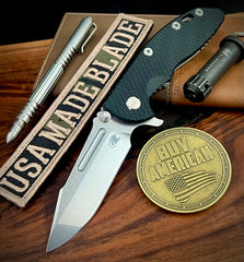 Hinderer XM-18 3.25 Fullered Harpoon Spanto Black G10 Stonewashed Ti and Stonewashed Magnacut Blade