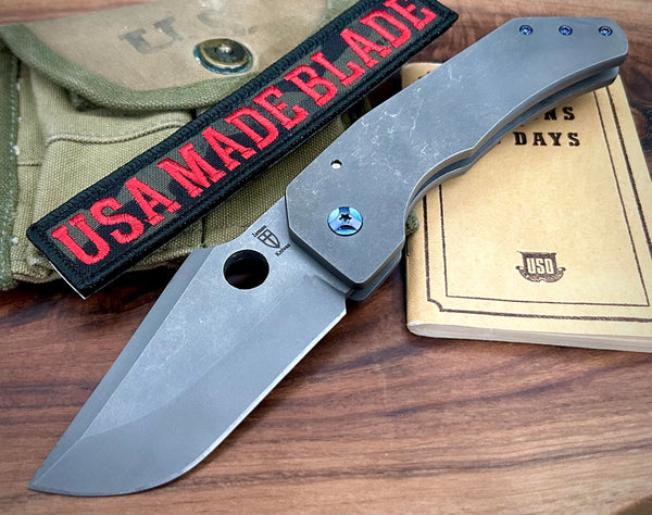 Zermeno Custom Knives Tyr with AEB-L, Blue Hardware and Milled Clip