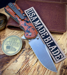 A2D Delta Liner Lock Stonewashed Satin Magnacut Harpoon Rising Grind Blade with Tortoise Bakelite, Blackwash and yellow Liners on bearings