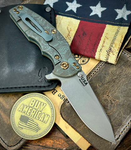Topo Ammo Can Green Hinderer Jurassic Slicer OD Green G10 Anodized Working Finish Ti Magnacut Working Finish Blade Bronzed Out HW Sasquatched Clip - USA MB