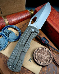 McNees Knives Dixon Full Ti Atomic Bronze Frag Ti with 3.75" Magnacut Satin Stonewashed Blade and Satin Hardware