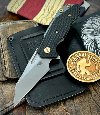 Ammo Can Green Wharnie Hinderer Half Track Gen 2 Black G10 Anodized Working Finish Ti with Working Finish Magnacut Blade and Bronzed Out HW