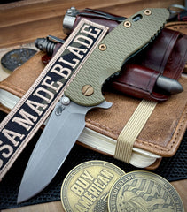 Topo Ammo Can Green Hinderer XM-18 3.25 Spanto OD Green G10 Working Finish Topo Ti Magnacut Working Finish Blade and Sasquatch Clip - USA MB
