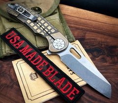 Curtiss Custom Knives F3 Large Wharny Flipper Bronze Bolstered Frag Mill Ti Polished HW 2 Tone S45VN Blade 1590 - USA MB