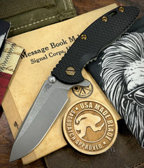 Topo Ammo Can Green Hinderer XM-18 3.25 Spearpoint Black G10 Working Finish Topo Ti Working Finish Blade S45VN Blade and Sasquatch Clip - USA MB