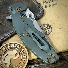 Ammo Can Green Hinderer Jurassic Slicer Translucent Green G10 Anodized Working Finish Ti Magnacut Stonewashed Blade Bronzed Out HW - USA MB