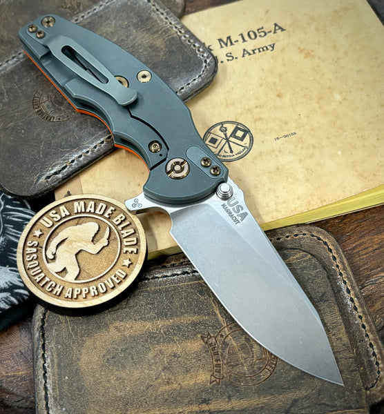 Ammo Can Green Hinderer Jurassic Slicer Orange G10 Anodized Working Finish Ti Magnacut Stonewashed Blade Bronzed Out HW