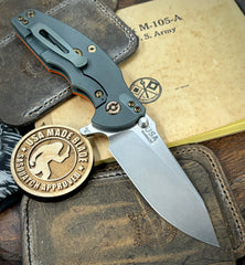 Ammo Can Green Hinderer Jurassic Slicer Orange G10 Anodized Working Finish Ti Magnacut Stonewashed Blade Bronzed Out HW - USA MB