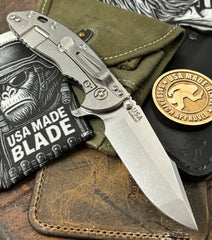 Hinderer XM-18 3.5" Skinny Harpoon Spanto Stonewashed Ti Red G10 Magnacut Stonewashed Blade