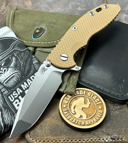 Hinderer XM-18 3.5" Skinny Harpoon Spanto Bronze Ti Coyote G10 Magnacut Stonewashed Blade - USA MB