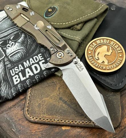 Hinderer XM-18 3.5" Skinny Harpoon Spanto Bronze Ti Coyote G10 Magnacut Stonewashed Blade - USA MB