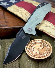 Battled Stars and Stripes Battle Black Hinderer Half Track Harpoon Spanto Gen 2 Translucent Green G10 Battle Black Ti and Magnacut Blade