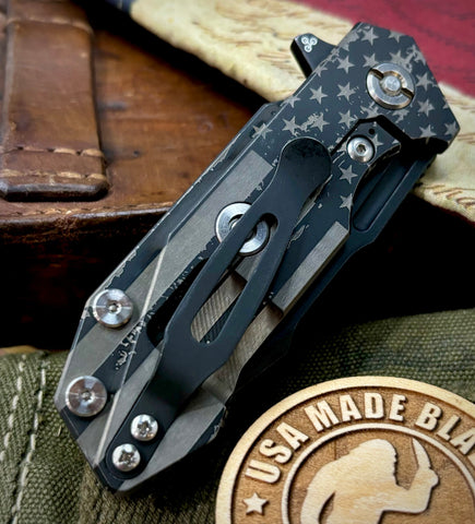 Battled Stars and Stripes Battle Black Hinderer Half Track Harpoon Spanto Gen 2 Translucent Green G10 Battle Black Ti and Magnacut Blade