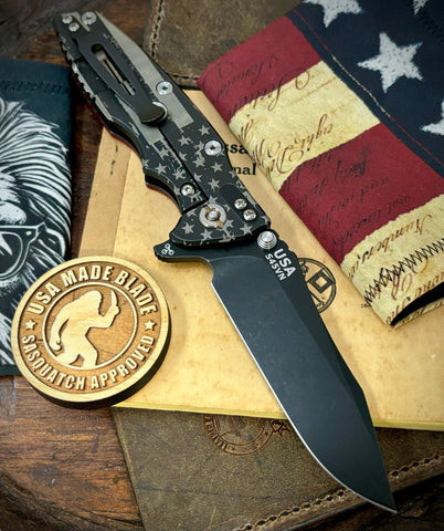 Battle Stars & Stripse Hinderer Eklipse 3.5" Spearpoint Red G10 Battle Black Ti and Battle Black S45VN Blade