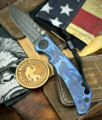 Blue Anodized Spartan Blades Harsey Folder Sasquatch V2 Special Edition with Chad Nichols Dama - USA MB
