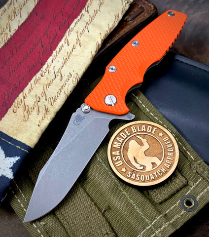 Hinderer Eklipse 3.5" Skinny Hollow Ground Slicer Orange G10 Working Finish Ti Working Finish Magnacut Blade