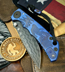 Blue Anodized Spartan Blades Harsey Folder Sasquatch V2 Special Edition with Chad Nichols Dama - USA MB