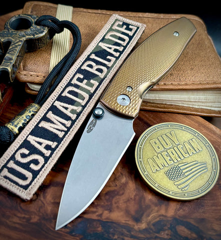Bronze Anodized Three Rivers Manufacturing (TRM) Neutron 2 Liner Lock with 3D Lizard Skin Titanium and Magnacut Steel