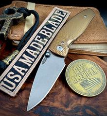 Bronze Anodized Three Rivers Manufacturing (TRM) Neutron 2 Liner Lock with 3D Lizard Skin Titanium and Magnacut Steel
