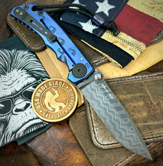 Blue Anodized Spartan Blades Harsey Folder Sasquatch V2 Special Edition with Chad Nichols Dama - USA MB