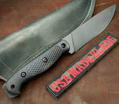 TM Hunt Tradewater Black Rifle Pattern Micarta Leather Sheath and O1 Tool Steel - USA MB