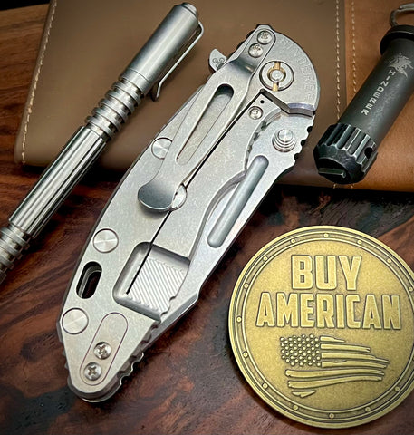 Hinderer XM-18 3.25 Fullered Harpoon Spanto Orange G10 Stonewashed Ti and Stonewashed Magnacut Blade