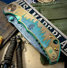 Spartan Blades Harsey Folder Sasquatch at Sunset Special Edition with Chad Nichols Dam Bronze Ti Hardware #228