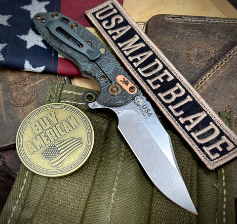 Topo Ammo Can Green Hinderer XM-18 3.0" Bowie Flipper OD Green G10 Anodized Working Finish Ti with Stonewashed 20CV Blade Bronzed Out Hardware and Sasquatch Clip - USA MB