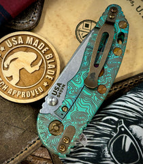 Topo High Res Green Hinderer XM-18 3.25 Spearpoint Black G10 Stonewashed Topo Ti Stonewashed Blade S45VN Blade and Sasquatch Clip - USA MB
