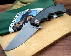 Wilmont Knives Mini PRSA Shred Carbon Fiber Ti Framelock Ti Hardware S35VN Blade Copper Pivot Collar - USA MB